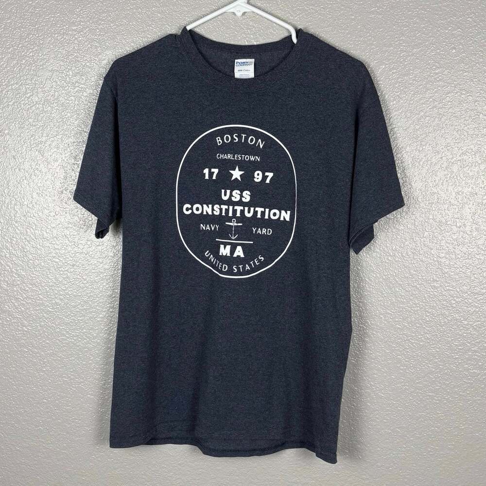 Port & Company Men’s Size Medium Boston Navy Yard USS Constitution Grey Shirt